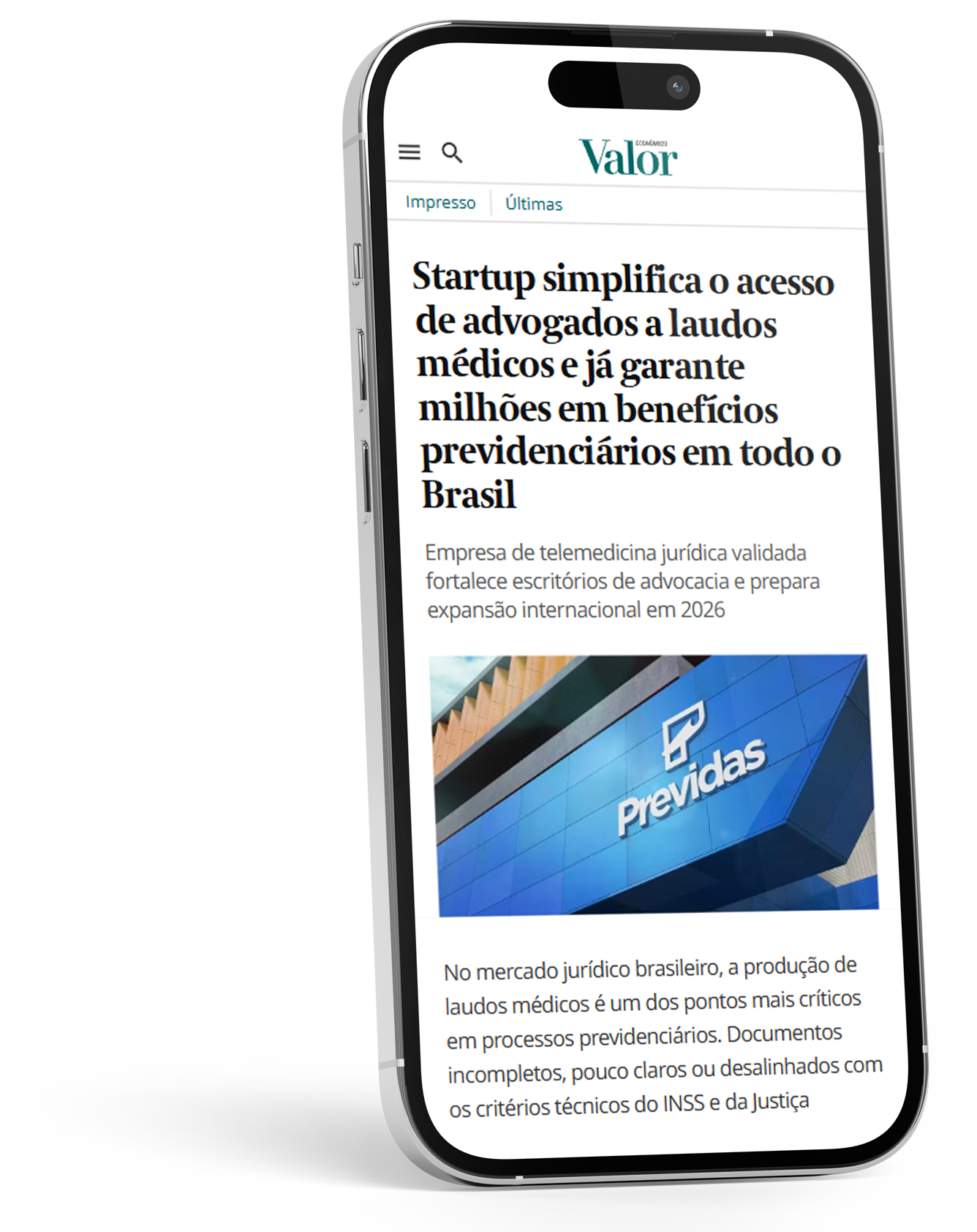 Previdas na mídia — matéria do Valor Econômico sobre telemedicina jurídica