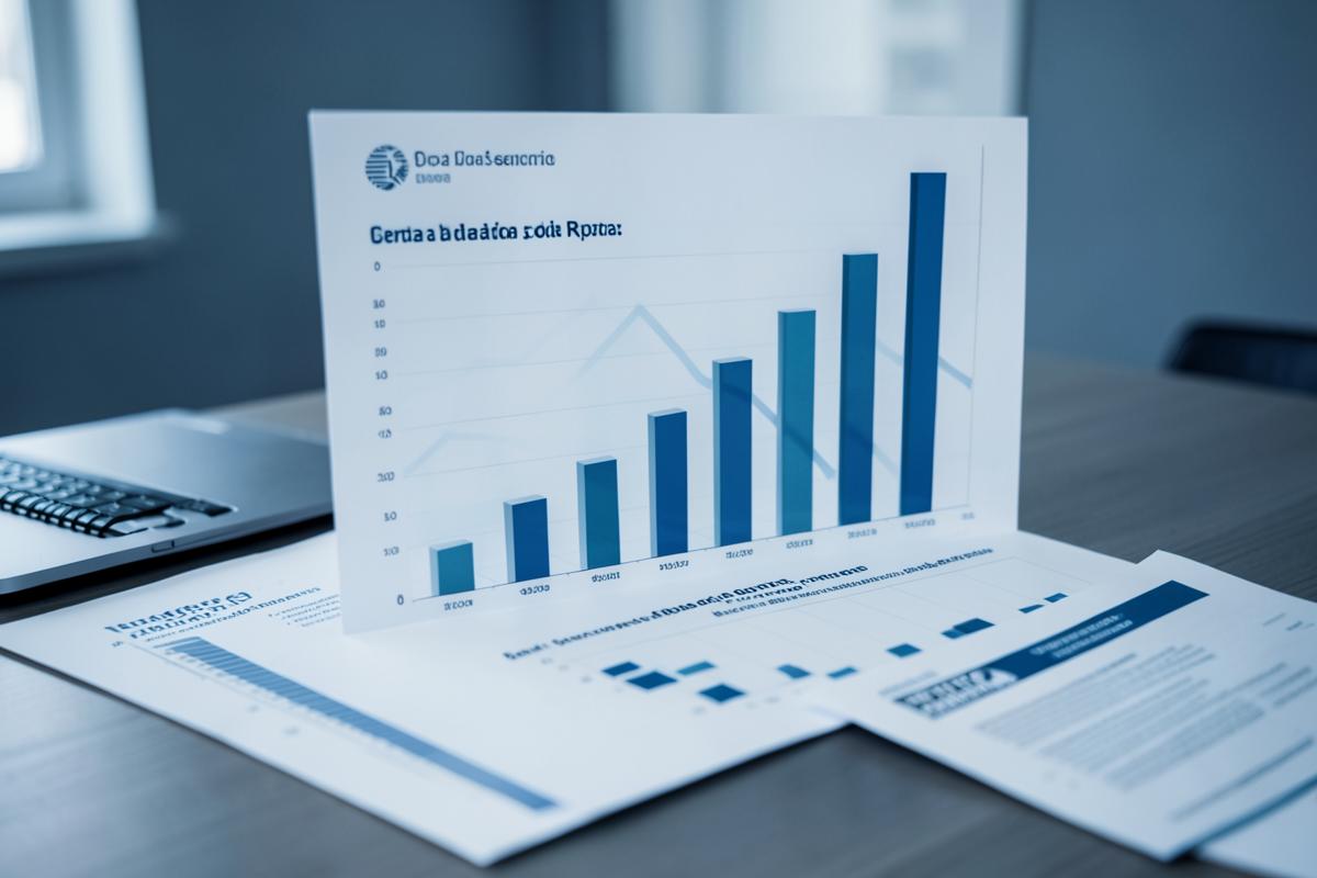 relatório estatístico com gráfico de barras sobre indeferimentos do INSS em mesa de escritório